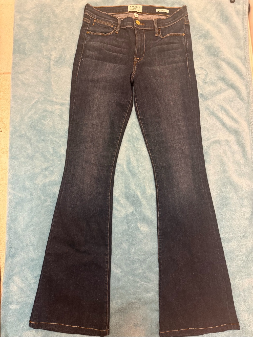 FRAME High Rise Slim Fit Flare Jeans Women Size 28 Dark Wash Blue Denim